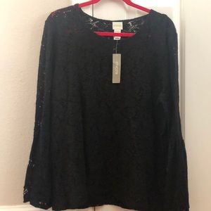 Chico’s Lace Black Long Sleeved Blouse